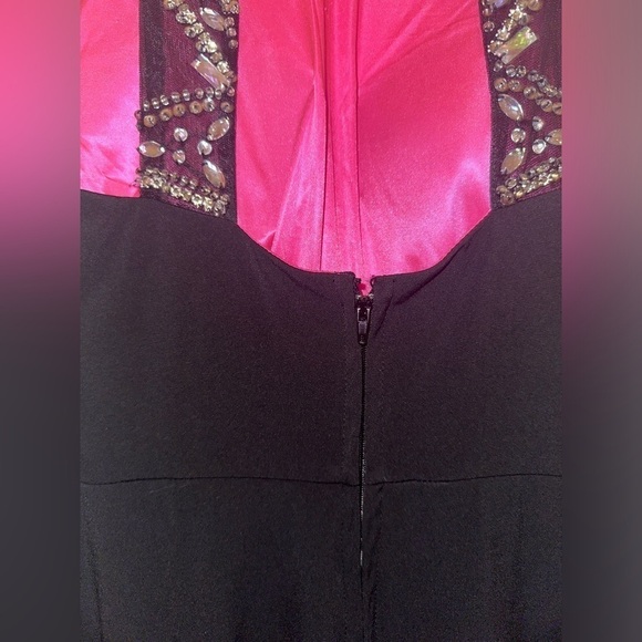 City Studio juniors black crystal open back side slit midi dress prom homecoming - Picture 6 of 9